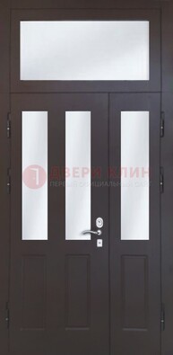 Черная тамбурная дверь со стеклянными вставками ДТМ-38 в Архангельске