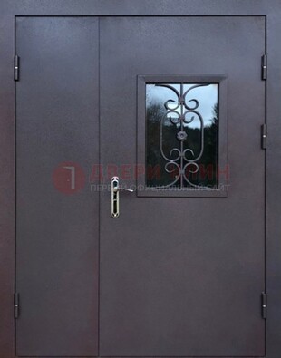 Тамбурная дверь Порошок со стеклом и ковкой ДТМ-48 в Архангельске