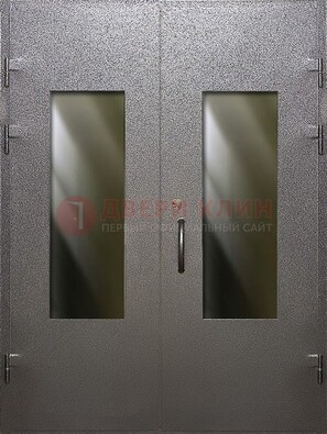 Серая тамбурная дверь со стеклянными вставками ДТМ-8 в Архангельске