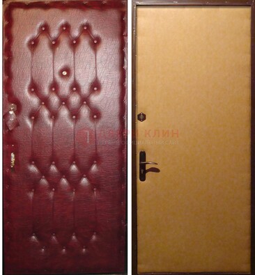 Бордовая металлическая дверь с винилискожей ДВ-1 в Архангельске