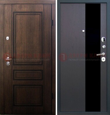 Входная дверь Итальянский орех с МДФ с черным стеклом ДМ-1199 в Архангельске