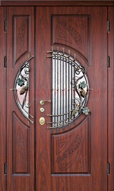 Железная дверь с виноритом и стеклом с ковкой ДВТ-170 в Архангельске