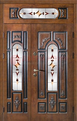Элитная дверь цвета дуб с виноритом и витражом ДВТ-177 в Котельниках