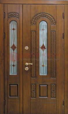 Темная стальная дверь с виноритом и стеклом ДВТ-179 в Великом Новгороде
