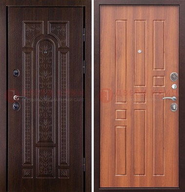 Темная металлическая дверь с виноритом и узором ДВТ-224 в Архангельске