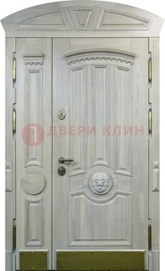 Светлая двухстворчатая дверь с виноритом на улицу ДВТ-258 в Новосибирске