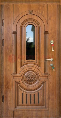 Классическая стальная дверь Винорит со стеклом и узором ДВТ-261 в Лыткарино