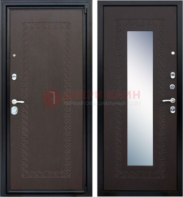 Темная стальная дверь с зеркалом ДЗ-20 в Краснознаменске