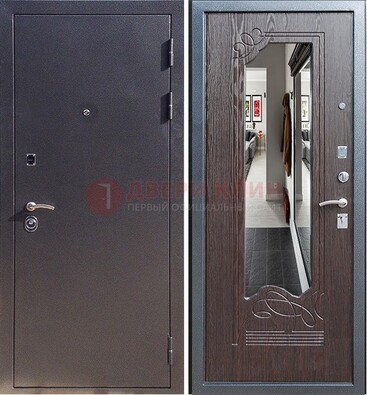 Черная входная дверь с зеркалом МДФ внутри ДЗ-29 в Архангельске