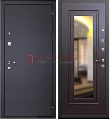 Черная железная дверь с зеркалом ДЗ-30 в Люберцах