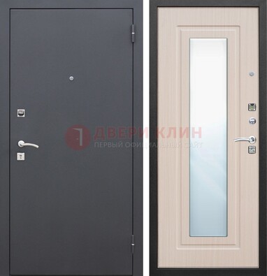 Черная входная дверь с зеркалом МДФ внутри ДЗ-31 в Архангельске