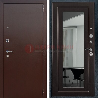 Металлическая дверь с порошковым напылением с МДФ и зеркалом ДЗ-61 в Архангельске