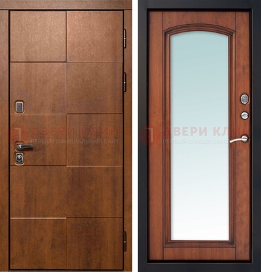 Белая филенчатая дверь с фрезерованной МДФ и зеркалом ДЗ-81 в Архангельске