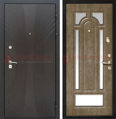 Темная металлическая дверь МДФ с различными зеркальными вставками внутри ДЗ-82 в Архангельске