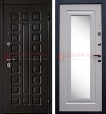 Черная филенчатая металлическая дверь МДФ с зеркалом ДЗ-83 в Архангельске
