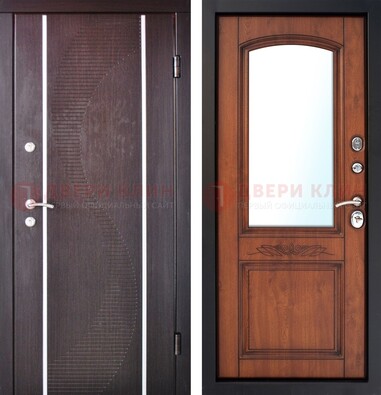 Входная дверь с МДФ и МДФ внутри с зеркалом ДЗ-88 в Краснознаменске