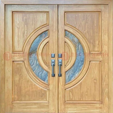 Двухстворчатая металлическая дверь с витражом ВЖ-11 в Архангельске