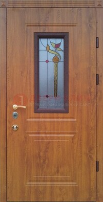 Железная дверь с МДФ и витражом ВЖ-24 в Архангельске